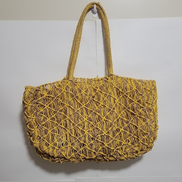 Zara Mustard Woven Large Tote Bag - Picture 2 of 6